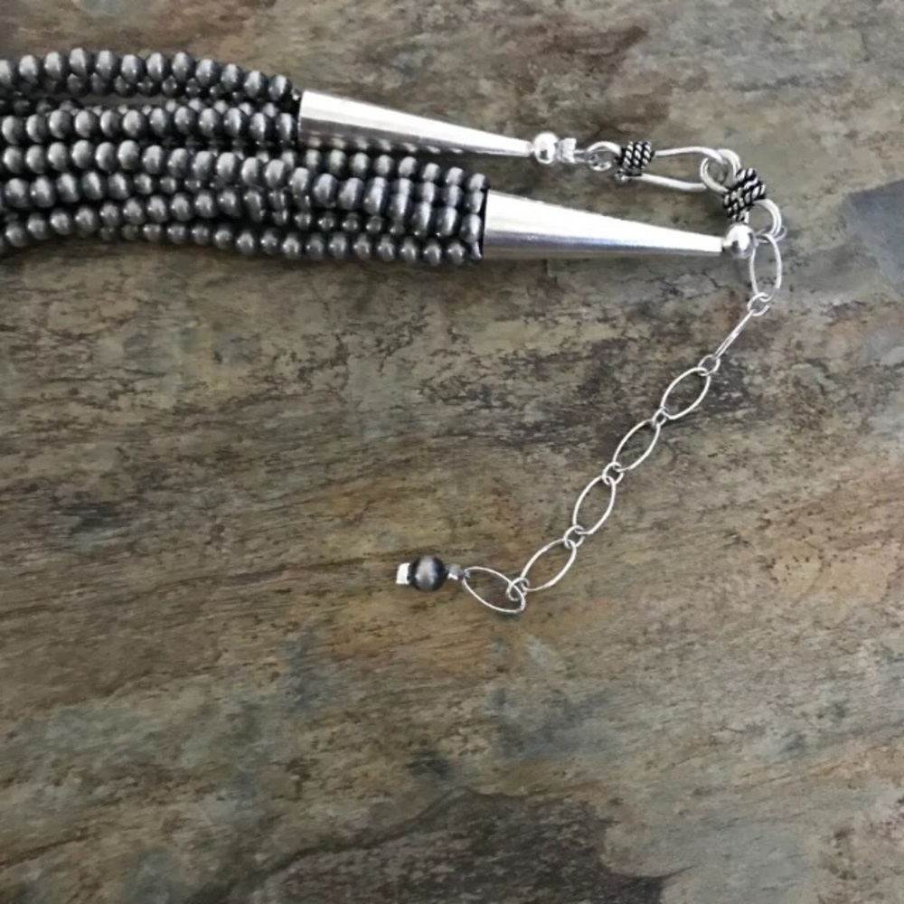 Sterling silver Multi Strand Bead Necklace 30inch - Picture 3 of 8
